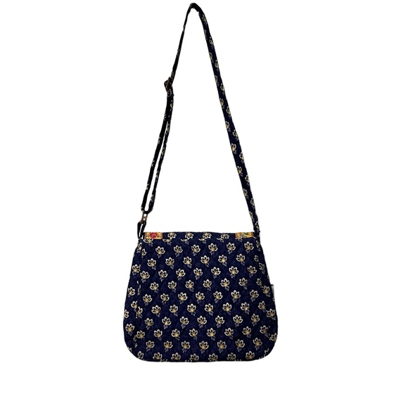 Vera Bradley Cross Body Bag Floral Navy/ Yellow New - Picture 2 of 14